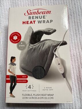 Sunbeam Gray Plush Heat Wrap for Neck and Shoulders